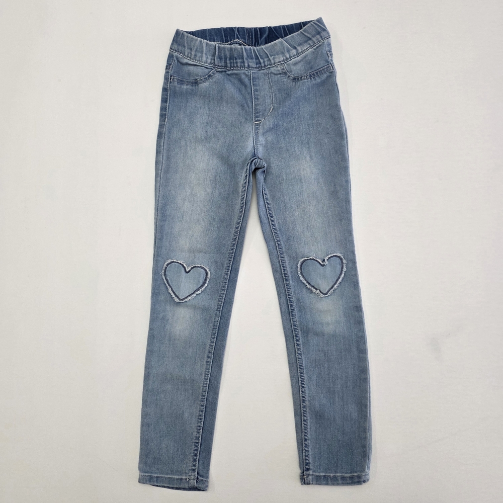 H&M Light Blue Denim Jeans with Heart Knee Patches